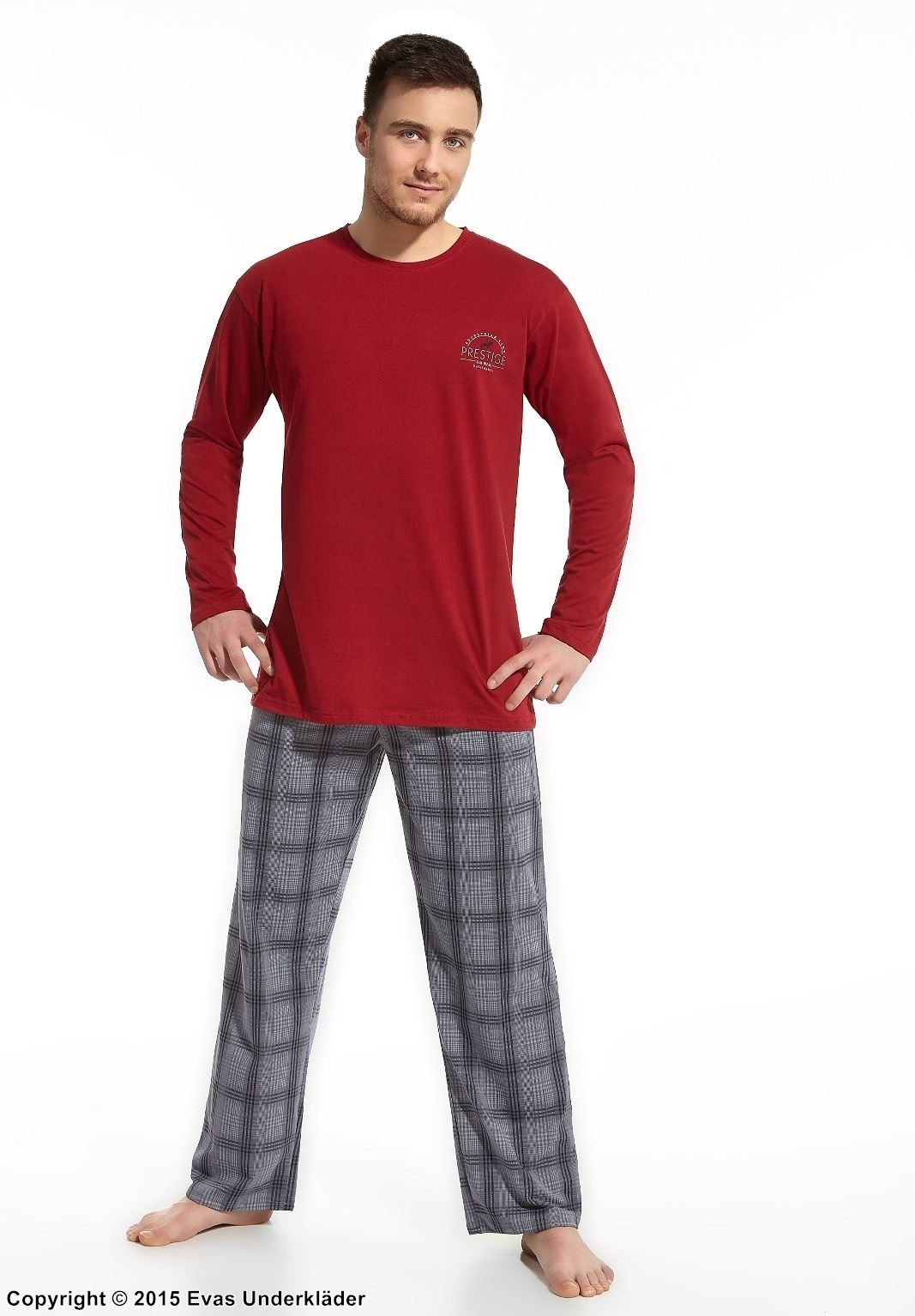 Pyjamas med emblem och rutiga byxor